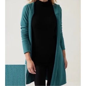 Athleta Blue Cardigan Sweater Lightweight Open Front